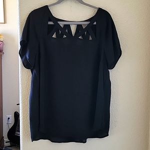 Torrid Black Flowy Cut Out Blouse